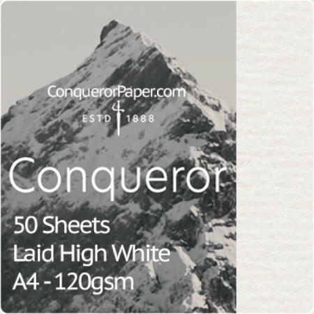 SMALL PACK - TINT:HighWhite, FINISH:Laid, PAPER:120gsm, SIZE:A4-210x297mm, QTY:50Sheets, WATERMARK:No